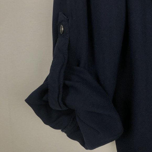 Rock and Republic Navy Hi Low shirt with embellishments on shoulders. C115 - Picture 5 of 5